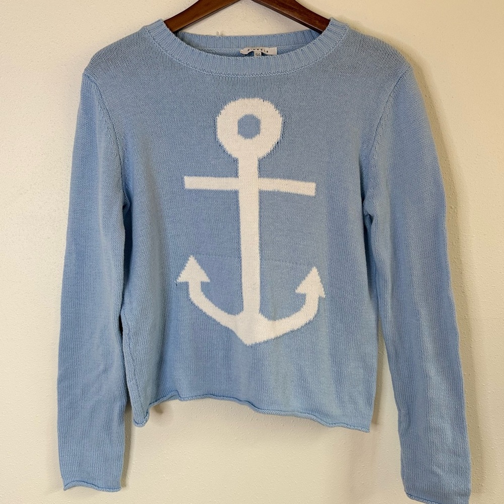 Miracle Anchor Sweater XS Light Blue Nautical Coastal Knit Pullover